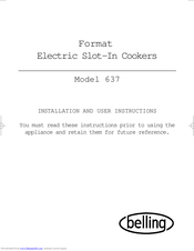 Belling 644 Installation And User Instructions Manual