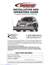 Snowsport lt utility plow Installation And Operator's Manual