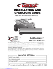 Snowsport all terrain plow Installation And Operator's Manual