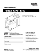 Lincoln Electric Power Wave S500 CCC K2904-2 Operator's Manual