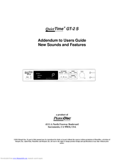 PianoDisc QuietTime GT-2 S Addendum To Users Manual