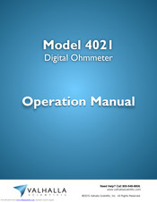 Valhalla Scientific 4021 Operation Manual