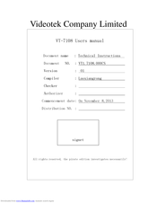 Videotek VT-7108 User Manual