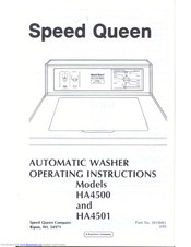 Speed Queen HA4501 Operating Instructions Manual