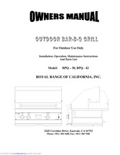 Royal Range of California BPQ-30 Owner's Manual