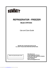 Summit CP972SS Use And Care Manual