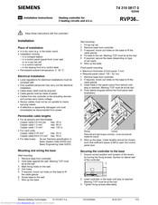 Siemens RVP36 Installation Instructions Manual