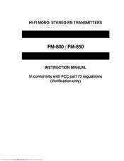 Decade FM-850 Instruction Manual
