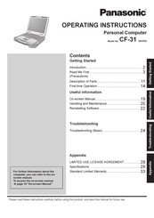Panasonic CF-31UEU70DY Operating Instructions Manual