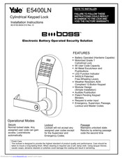 Yale eBOSS E5400LN Series Installation Instructions Manual