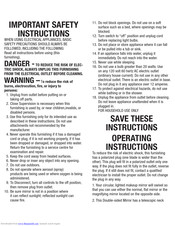 Conair BE67SNC User And Care Manual