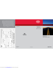Toyota 2013 Yaris Warranty & Maintenance Manual