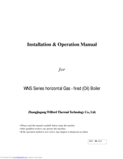 Zhangjiagang Wilford Thermal WNS Series Installation & Operation Manual