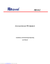 Ravel REVAC Installation And Operation Manual
