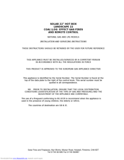 Solar Fires and Fireplaces LANDSCAPE 22 Installation And Servicing Instructions