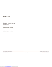 Savant SMS-1001-00 Deployment Manual