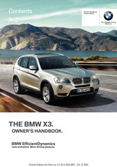 BMW X3 xDrive20d 2013 Owner's Handbook Manual