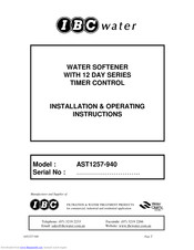 Ibc Water AST1257-940 Installation & Operating Instructions Manual