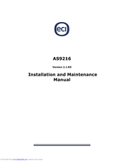 ECI AS9216-FAN Installation And Maintenance Manual