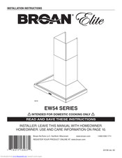 Broan Elite EW54 Series Installation Instructions Manual