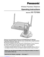 Panasonic KX-TD7896 - Wireless Digital Phone Operating Instructions Manual
