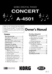 Korg concert A-4501 Owner's Manual