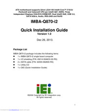 IEI Technology IMBA-Q870-i2 Quick Installation Manual