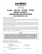 Heatilator ST36B Installation & Operating Instructions Manual