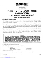Heatilator ST36C Installation & Operating Instructions Manual