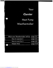 Carrier weathermaker 40AA Use And Care Manual