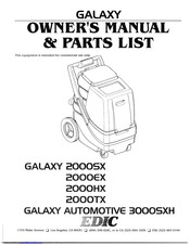 Edic GALAXY AUTOMOTIVE 3000SXH Owner's Manual & Parts List