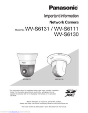 Panasonic WV-S6131 Important Information Manual