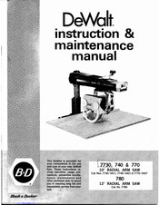 DeWalt 7780 Instruction & Maintenance Manual