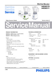Philips HR2003/70 Service Manual