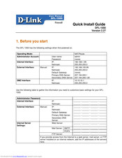 D-Link DFL-1000 Quick Install Manual