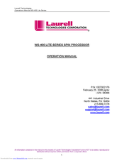 Laurell WS-400 Lite Series Operation Manual