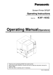 Panasonic SP22P Operating Instructions Manual
