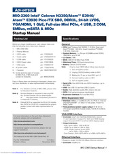 Advantech MIO-2360 SBC Startup Manual
