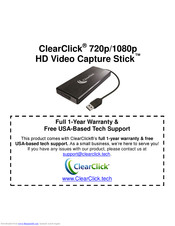 ClearClick HD Video Capture Stick Quick Start Manual