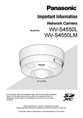 Panasonic WV-S4150 Important Information Manual
