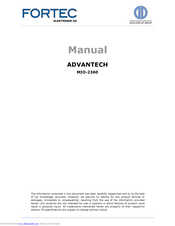 Advantech MIO-2360 SBC User Manual