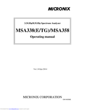 MICRONIX MSA338E Operating Manual