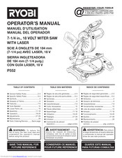 Ryobi P552 Operator's Manual