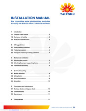 TALESUN TP672P-260B Installation Manual
