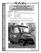 Kubota RTV 400 CAB Installation & Owner's Manual