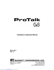 Barnett Engineering ProTalk Cv3 Installation & Operation Manual