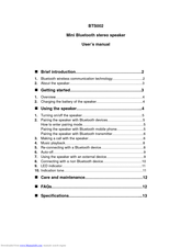 K-mate BTS002 User Manual