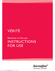 Bernafon Verite Instructions For Use Manual