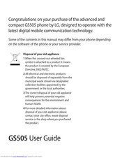 LG Sentio GS505 User Manual