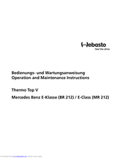 Webasto Thermo Top V Operation And Maintenance Instructions